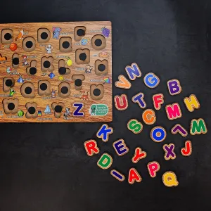 3495 Wooden Capital Alphabets Letters Learning Educational Puzzle Toy for Kids.