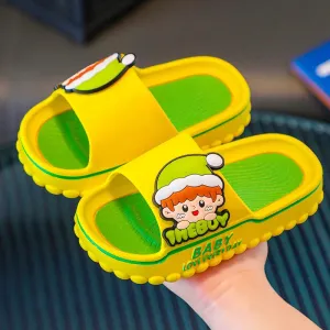 Aged 2-8 Children Slippers Kids Summer Cartoon Beach Flip Flops Boys Girls Schoolchild Soft Sole Non-Slip Bathroom Home Shoes