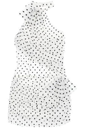 Alessandra Rich One-Shoulder Mini Dress In Polka