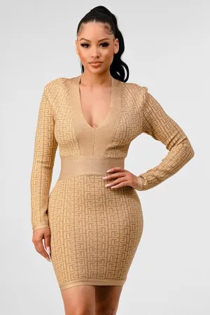 Athina HOLIDAY COLLECTION GOLD BANDAGE DRESS