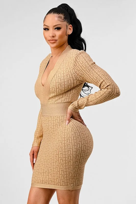 Athina HOLIDAY COLLECTION GOLD BANDAGE DRESS