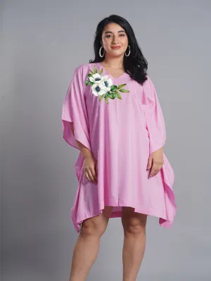 BabyPink Rayon Kaftan - Flower Power