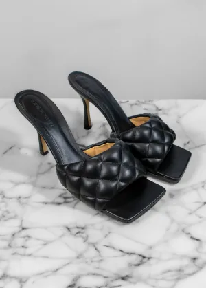 Bottega Veneta Black Leather Quilted Lido Slide