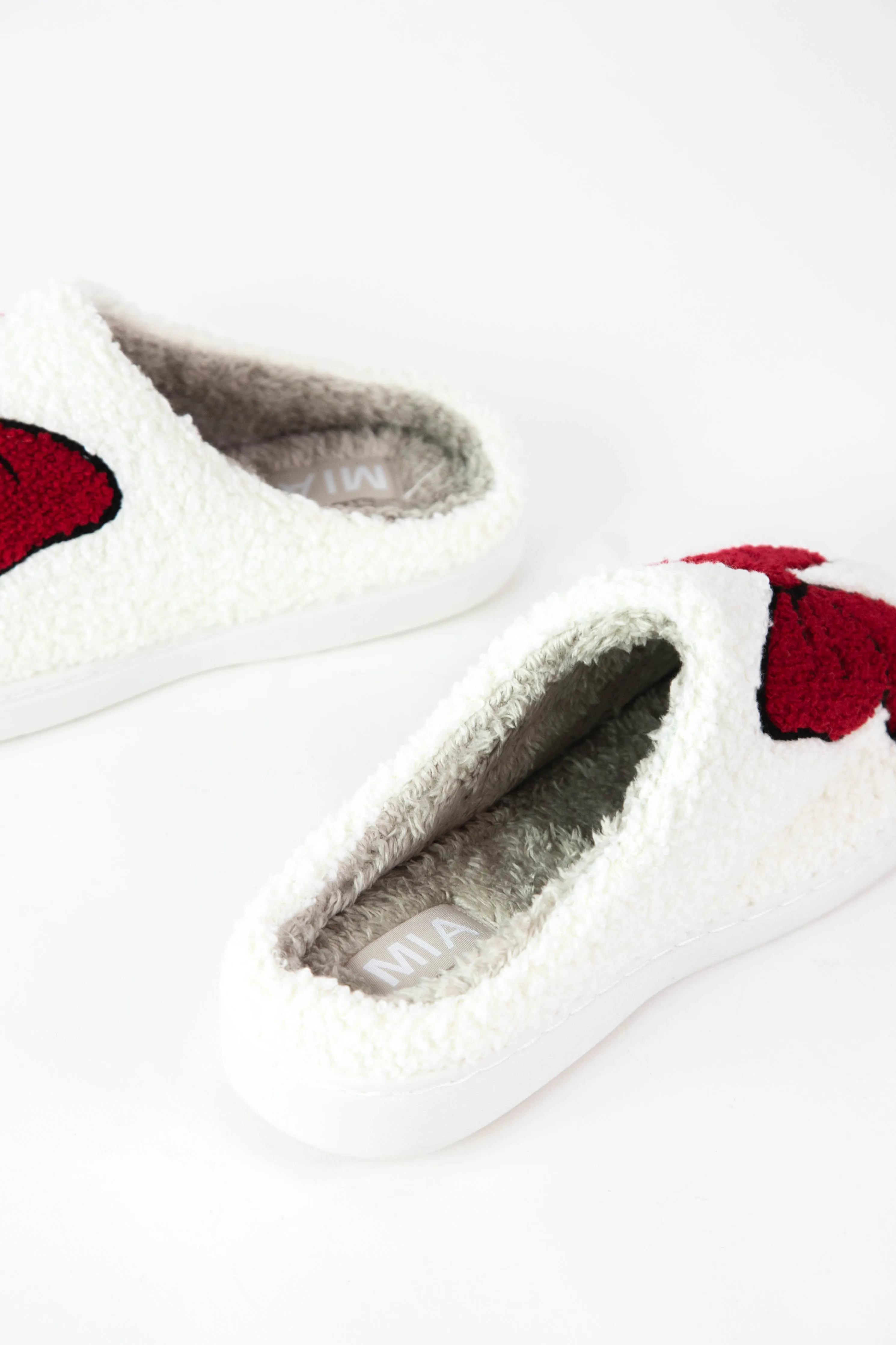 Cozi Plush Shearling Slipper, Red Bow