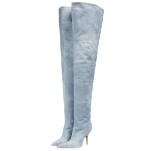 Denim Pointed Toe Thin High Heel Thigh-High Boots