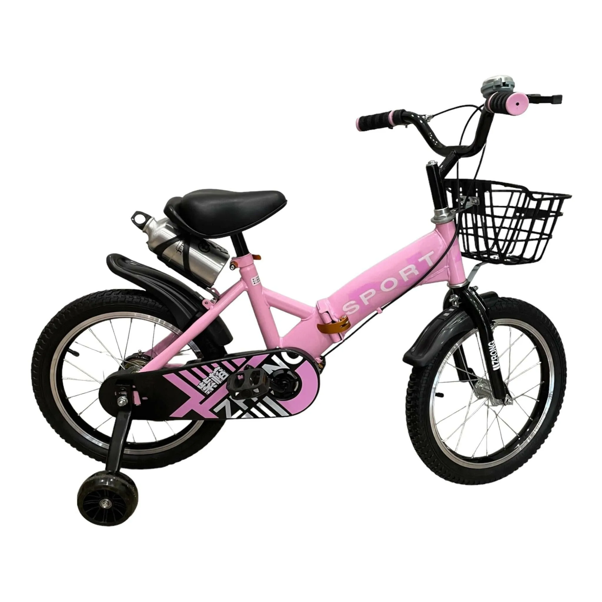 Foldable Bike Pink 14 Inch With A Water Bottle Holder