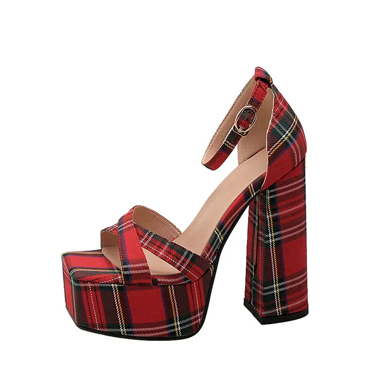 Graffiti Print Square Toe High Heeled Platform Sandals