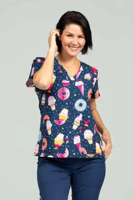 Meraki Sport Women's Print Scrub Top | Sweets and Treats