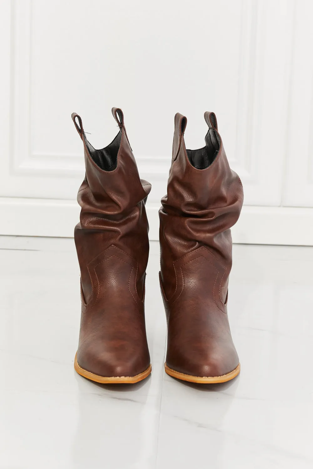 MMShoes Better in Texas Scrunch Cowboy Boots in Brown - Ships from The US