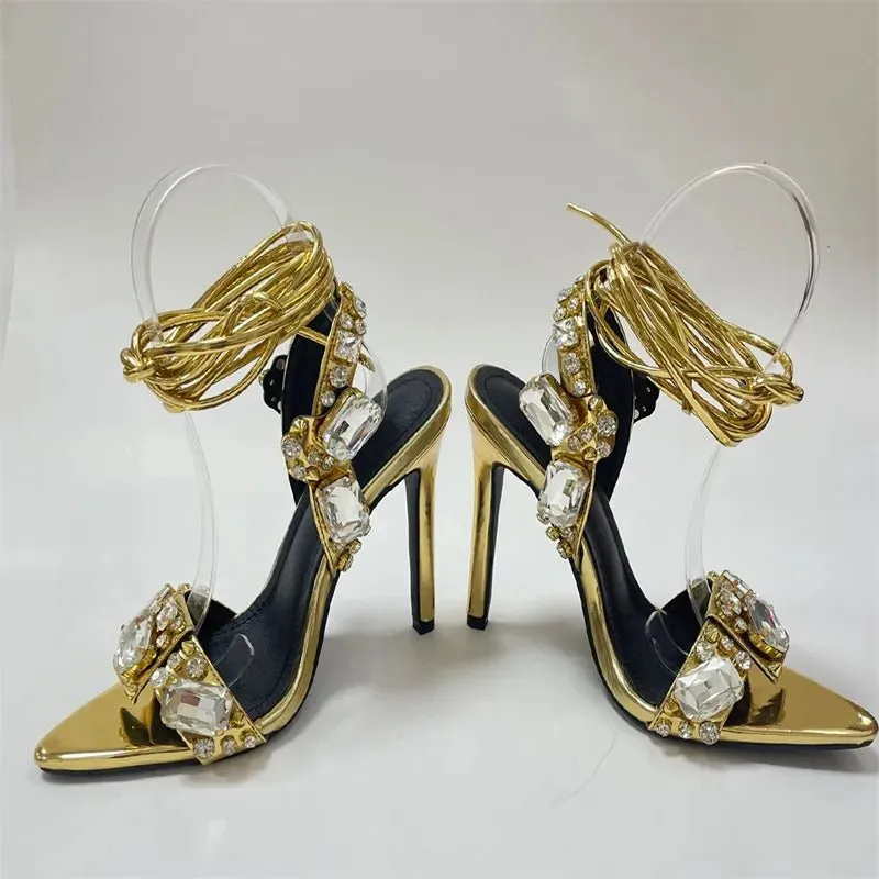 Pre Order:  Jewels Ankle Strap High Sandals