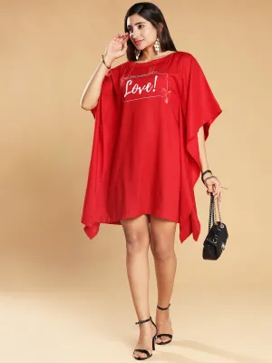 Red Rayon Kaftan - Love Everyday