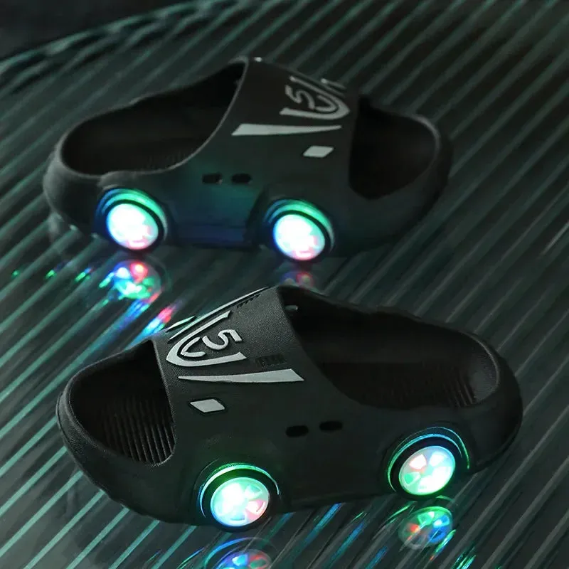 Summer Children LED Lights Slippers Baby Indoor Antiskid Sandals Boy Girl Luminous Shoes Kids Home Parent-child Flip Flops New